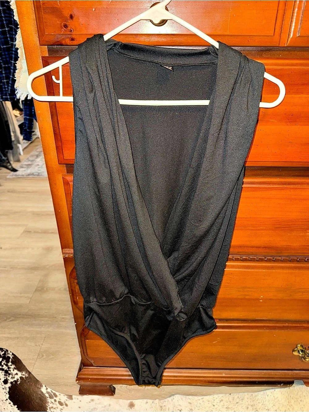 SHEIN Draped Bodysuit in Black Size XL (12) Like New